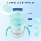Dysphagia Cup for Adults with Difficulty Swallowing, Swallowing Cup for Elderly Spill Proof 5cc, 10cc, 15cc, No Spill Slow Flow Regulating Drinking Cup to Prevent Choking (Transparent Blue)