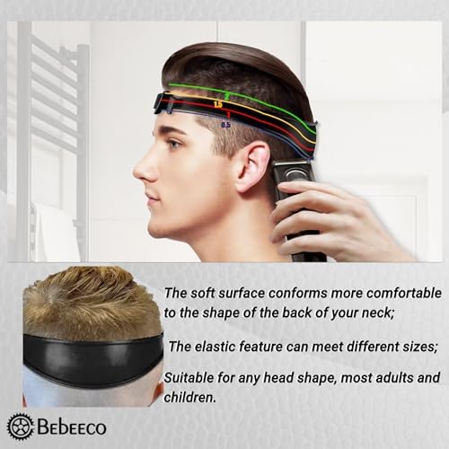 Fade Guide for Men Haircut, Adjustable Hair Trimming Guide Neckline Shaving Template Silicone Curved Haircut Band Self Hair Trimming Guide Band for DIY Home Haircuts (Black)