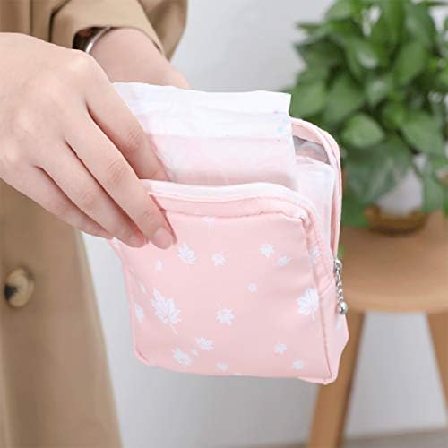 Sanitary Napkin Storage Bag,2pcs Menstrual Cup Pouch,Cotton Cloth Portable Sanitary Napkin Pads Storage Bags Feminine Menstruation First Period Bag for Teen Girls Women Ladies(Dots)
