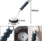 Stainless Steel Wool Scrubber with Handle, Heavy Duty Pot & Dish Scrubber Cleaning Brush Wash for Dish, Stainless Steel Scrubbing Brushes Cleaning Supplies for Pots, Pans, Grills, Sink (3)