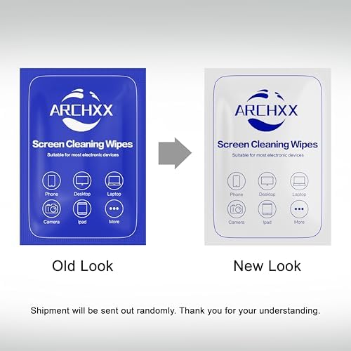 ARCHXX Screen Wipes for Electronics, 120 Count 6"x6" Pre-Moistened Screen Cleaner for Screens, Computer,Laptop,Tablet,Phone,Monitor,Car Screen Cleaner, Lens Wipes Individually Wrapped