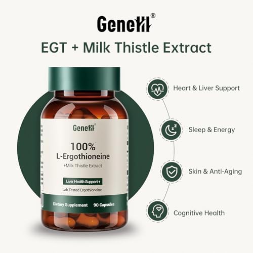 Clinically Studied L-Ergothioneine + Milk Thistle Supplement – Advanced Cellular and Liver Health Support – 30mg 99.99% Ultra-Pure Ergothioneine – Vegan, Non-GMO, 90 Count