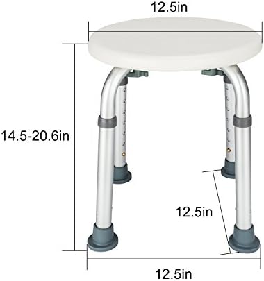 Shower Chair Bath Seat, 330lbs Adjustable Bath Chair, Shower Stools for Seniors, Handicap Bathroom Stool, Round Bathtud Seat, White