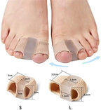 Toe Separator Sleeves, 2 Pairs Soft Breathable Big Toe Corrector with Gel Toe Spacer Cushion, Hammer Toe Overlapping Toes Straightener Sleeves for Big Toe Alignment Bunion Foot Pain Relief (L)