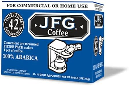 JFG Pre-Measured Filter Pack Coffee, Each Pouch Makes 1 Pot of Coffee, 1.5oz Pouch (Pack of 42)