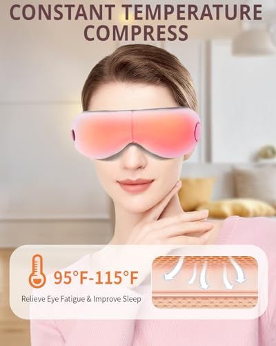 iRest Eye Massager with Heat Compression and Vibration,Smart Eye Mask Massager for Migraine Improve Sleep,Eye Massage for Relieve Eye Strain Dry Eye Dark Circles Eye Bags,Ideal Gift for Love,Pink