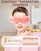 iRest Eye Massager with Heat Compression and Vibration,Smart Eye Mask Massager for Migraine Improve Sleep,Eye Massage for Relieve Eye Strain Dry Eye Dark Circles Eye Bags,Ideal Gift for Love,Pink