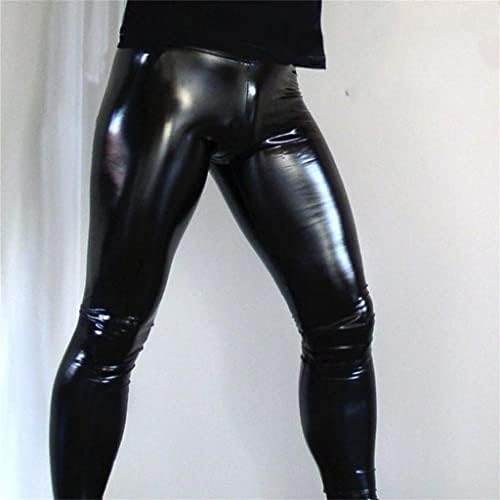 Men's Patent Leather Leggings Latex Skinny Tight Pants Trousers Stretchy Sport Slim Pants Nightclub Bar Ds Costume