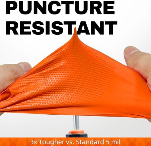 Beastek Nitrile Disposable Gloves, 8Mil Latex & Powder Free Chemical Resistant Heavy Duty Cooking Diamond Glove Orange 50 Pcs