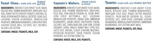 Lance Sandwich Crackers, Variety Pack, 3 Flavors, 20 Individually Wrapped Packs, 6 Sandwiches Each