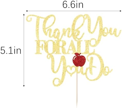 Thank You for All You Do Cake Topper, We Appreciate You Decorations, Teacher/Nurse/Doctor Appreciation Graduation Party Decorations, Gold Glitter