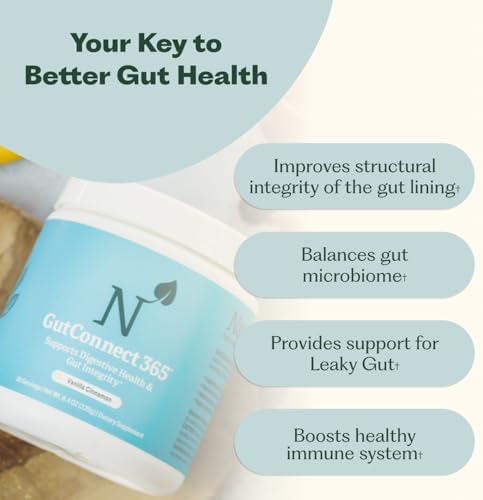 GutConnect 365 Gut Health Superfood Powder | Formulated With Slippery Elm Bark & L Glutamine | Vegan Certified | Allergen Free | Non-GMO | Soy Free | Made in the USA | 30 Servings – Vanilla Cinnamon