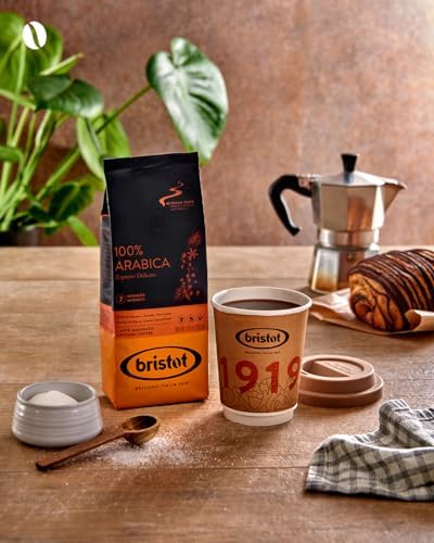 Bristot 100% Arabica Ground Coffee – Italian Espresso Delicato – Medium Roast – Ground Coffee for Moka Pot, French Press & Pour Over – 8.8oz (250g)