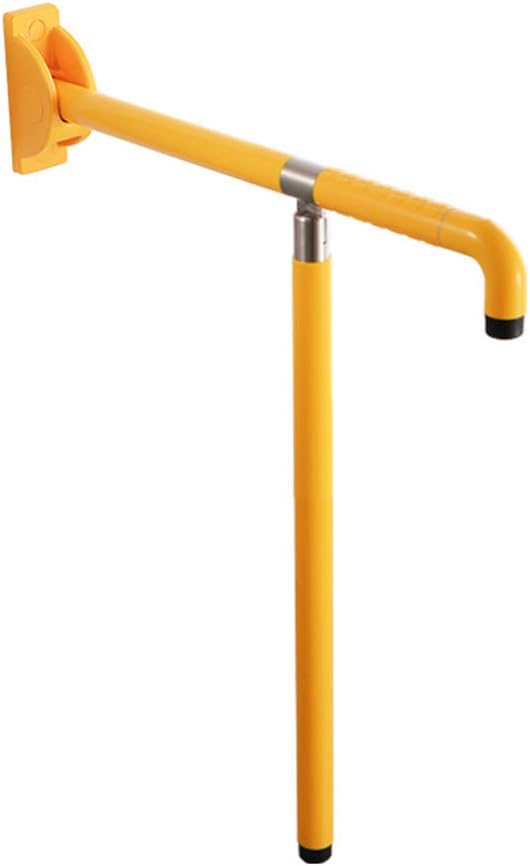 Folding Wall to Floor Toilet Grab Rail, Elderly Bathroom Safety Handrail with Non-Slip Grip, Yellow/White, Maximum Load-Bearing 200kg/441lb (65cm/26inch,75cm/30inch)