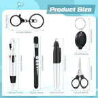 6 Pcs Nurse Pen Set Include Permanent Marker Pen Retractable Ballpoint Pen Keychain Clip Foldable Scissors Lights LED Flashlight Keychain for Nurse Accessories(Black)