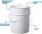 Hudson Exchange 5 Gallon (2 Pack) Bucket Pail Container with Gamma Seal Lid, Food Grade BPA Free HDPE, White