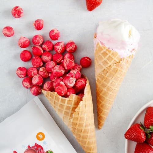 NutriBoom Strawberry Magic Freeze Dried Ice Cream – Crunchy, Premium Strawberry Flavour Snack – Innovative Sweet Treat, Perfect for On-the-Go, Freeze Dried Candy (300g pack)