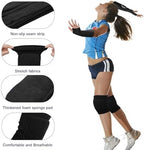 Sosation 2 Set Volleyball Knee Pads and Volleyball Arm Sleeves with Protection Pad Compression Forearm Wrist Guard with Thumb Hole Soft Breathable for Hitting Passing