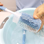 Silicone Cleaning Brush, 12" Long Handle Water Bottle Cleaner for Baby, Sports, Vase, Glassware, and Smaller Diameter Openings