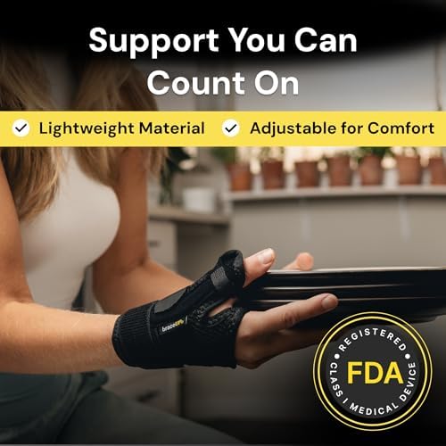 BraceUP Thumb Spica Splint Brace Right Left Hand Women and Men, CMC with Thumb Support, for Arthritis, Tendonitis, Carpal Tunnel Pain Relief and Thumb Sprain (Black)