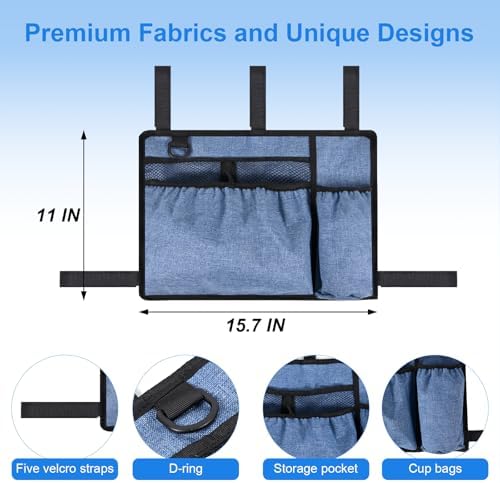 Walker Bag with Cup Holder, Premium Walker Basket for Folding Walker, Foldable Walker Storage Bags for Seniors with Big Capacity & Water Resistant, Blue