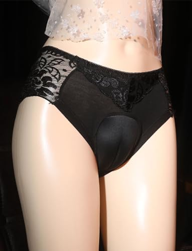 FEOYA Men Sissy Panties Lace See Through Underwear Hiding Gaff Briefs for Crossdresser Transgender