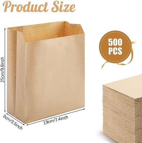 Tenceur 500 Pcs Waxed Sanitary Napkin Disposal Bags 7.5'' x 10'' x 3.5'' Kraft Feminine Hygiene Liner Bag Paper Bags for Commercial Business Personal Restroom Bathroom Janitorial Dispenser