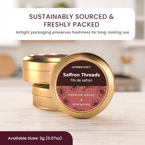 AROMACRAVE Premium Spanish Saffron Threads – 2g (0.07oz) – Hand-Harvested Pure Red Saffron, Grade A+ All-Natural Spice for Cooking, Tea, Paella, Rice & Skincare