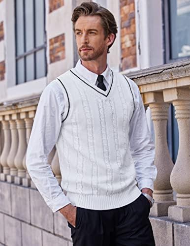 COOFANDY Men's Sweater Vest V Neck Slim Fit Casual Sleeveless Twisted Knitted Pullover Sweater