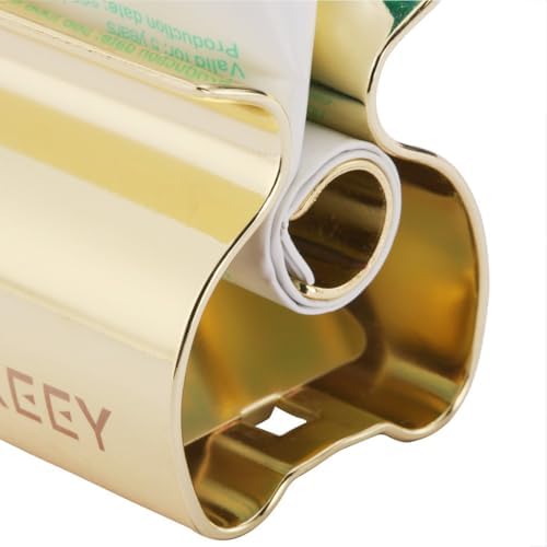 XYKEEY Toothpaste Squeezer Tube Squeezer - Toothpaste Squeezer Roller Tube Squeezer Tool, Rolling Tooth Pastetooth Paste Squeeze Dispenser Tube Wringer, 1 Pack (Gold)