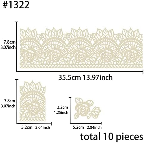 Large Pre-Made Ready to Use Edible Cake Lace Rose Scallop Ivory White 14-inch 10-piece Set