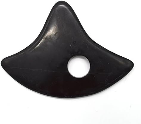 Bian Stone Guasha Scraping Massage Tool Natural Water Buffalo Horn Gua Sha Board Helps Reduce Muscle Soreness,Relax Joints (Triangle-Holes)