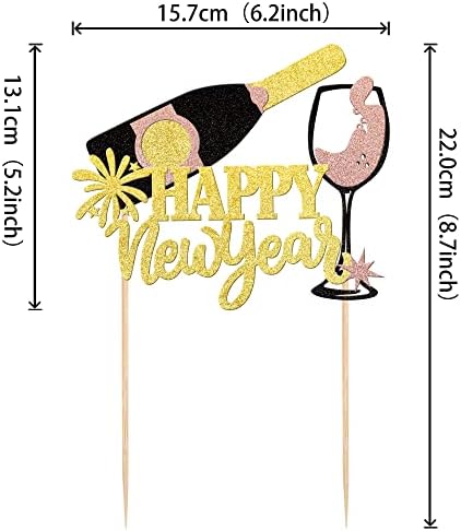 1 PCS 2026 Happy New Year Cake Topper Assembled Glitter Fireworks Cheers to 2026 New Year's Eve Cake Pick Hello 2026 Cake Decorations for Welcome 2026 Happy New Year Theme Holiday Party Supplies