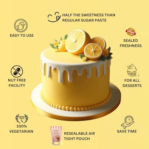 Confect Lemon Yellow Pastel Fondant for Cake Decorating | Fondant for Cakes, Smooth & Pliable Icing, Easy to Use for Decorating, Sculpting & Covering Cakes | Vegan, Gluten-Free, Nut-Free, Palm Oil-Free – 8.8 Oz