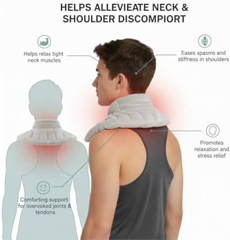 Herbal Concepts Neck and Shoulder Wrap, Hot & Cold Therapy, Microwaveable Shoulder Heating Pad, Aromatherapy Heat Wrap (Charcoal)