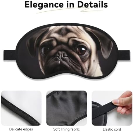 Pug Sleep Mask for Side Sleeper Blackout Eye Mask for Sleeping Blindfold 3D Sleeping Mask for Men Women Soft Breathable Eye Cover for Meditation Light Blocking Travel