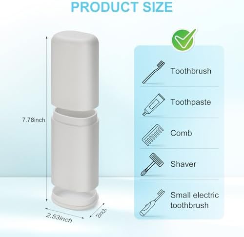 Travel Toothbrush and Toothpaste Case, 2 in 1 Gray Toothbrush Holder and Rinse Cup, Large Capacity Toothbrush Cup with Cover, Portable Toothbrush Holder for Traveling, Camping, Trip - 2PCS