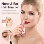 Facial Hair Removal for Women: 2-in-1 Rechargeable Nose Hair & Eyebrow Trimmer, Face Shaver with Built-in LED Light for Removing Chin, Upper and Lower Lip Area Peach Fuzz