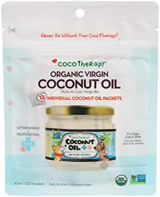 CocoTherapy Organic Virgin Coconut Oil Portable Packets for Pets, 12 x 10 ml packets