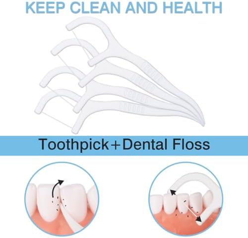600 Count Dental Floss Picks – Toothpicks for Deep Cleaning, Comfortable Handle to Care Teeth Clean Flat Wire – 50 Pack with Picks Per Portable Case for Family