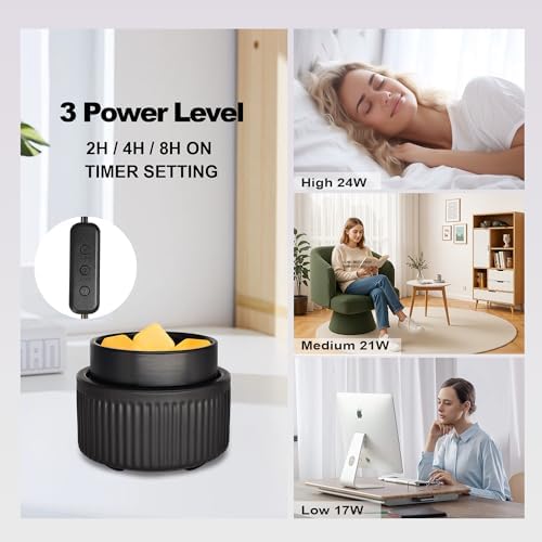 VICTORIA AROMA Ceramic Wax Warmer with Timer, Candle Wax Melter & Wax Burner for Scented Wax Melts, Electric Fragrance Wax Melt Warmer for Home Office Decor Ideal Gift（Black）