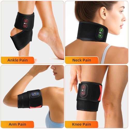 Cordless Wrist Hand Heating Pad Massage for Pain Relief, Rechargeable Heated Wrist Brace for Carpal Tunnel, Red Light Therapy Heated Wrist Massager Wrap for Arthritis, Black