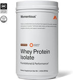 Momentous Essential Grass-Fed Whey Protein Powder – 20 g Whey Isolate Protein – NSF Certified for Sport – Gluten-Free – 25 Servings for Essential Everyday Use – Chocolate – Net WT 1.44 LB (655 g)