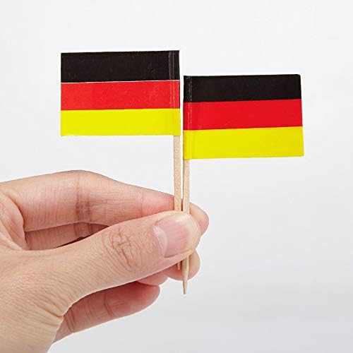CYPS 100 Pcs Germany Flag German Toothpick Flags, Small Mini Stick Cupcake Toppers German Flags,Country Picks Party Decoration Celebration Cocktail Food Bar Cake Flags