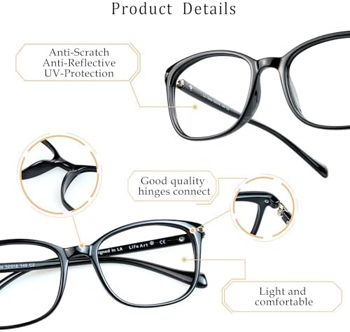 LifeArt Blue Light Blocking Glasses, Anti Eyestrain, Computer Reading Glasses,TV Glasses for Men and Women