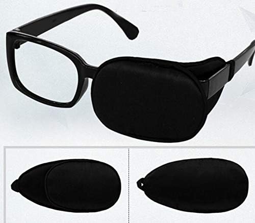 Kid/Adult Visual Acuity Recovery Silk Eye Cover, Training Amblyopia Strabismus Corrected Lazy Eye Patches for Glasses (Black)