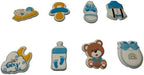 Edible 8pcs Blue Boys Baby Showers Themed Cake Decorations Dessert Sugar Sprinkles Party Cookie DIY Cake Cupcake Topper Icing Frosting Decoration Holiday Supplies