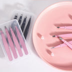 4 pack Tweezers Set, Precision Stainless Steel Straight Curved for Professional Eyelash Artists(Pink)