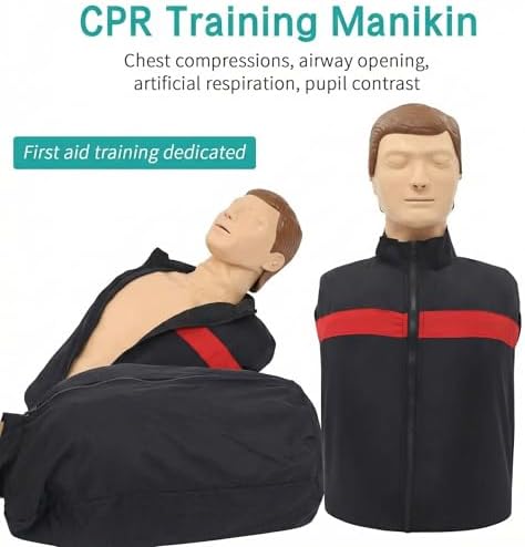 Adult CPR Training Manikin, Professional Realistic CPR Simulator for First Aid & BLS Practice, Includes Carrying Bag, Lifelike Chest Compression & Airway Response