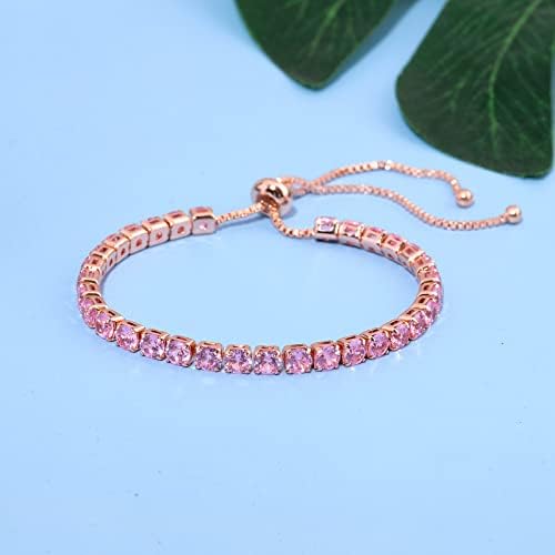 Tennis Bracelets for Women Men Adjustable Charm Link Bracelet 14K Gold Plated Dainty Multicolor Cubic Zircon Bracelets for Teen Girls Crystal Friendship Bracelets Jewelry
